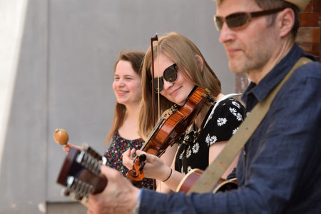 VILNIUS, LITHUANIA - MAY 20: Unidentified musician play violin in Street Music Day on May 20, 2017...