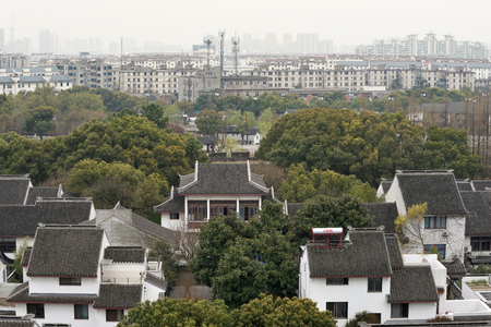 SUZHOU, CHINA - MARCH 22: Panorama of Suzhou on March 22, 2016 in China. Suzhou is a major economic center and focal point of trade and commerce in Jiangsu Province, East China.のeditorial素材