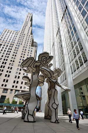 NEW YORK CITY, USA - AUG. 23 : Jean Dubuffet - Group of Four Trees sculpture in lower Manhattan on August 23, 2017 in New York City, NY. Manhattan is the most densely populated borough of New York City.のeditorial素材