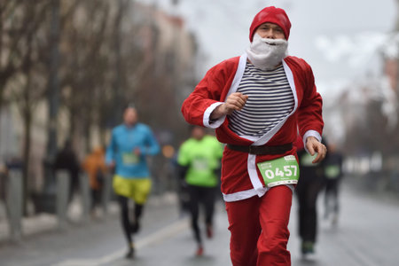VILNIUS, LITHUANIA - DECEMBER 17: Runners on traditional Vilnius Christmas race on 17 December 2017 in Vilnius Lithuaniaのeditorial素材