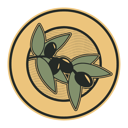 Stamp with the olives and space for text, vector illustrationのイラスト素材