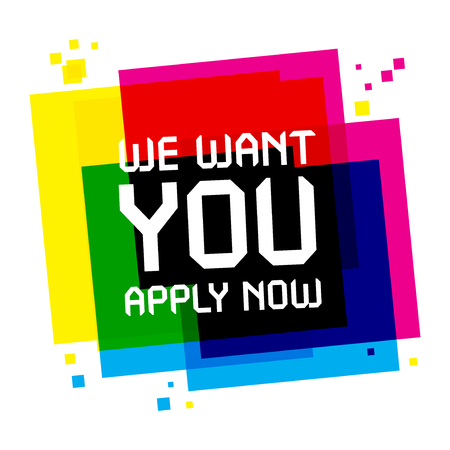 We Want You, Apply Now Poster or Banner Abstract Design, vector illustrationのイラスト素材