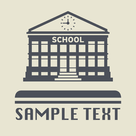 School building icon or sign, vector illustrationのイラスト素材