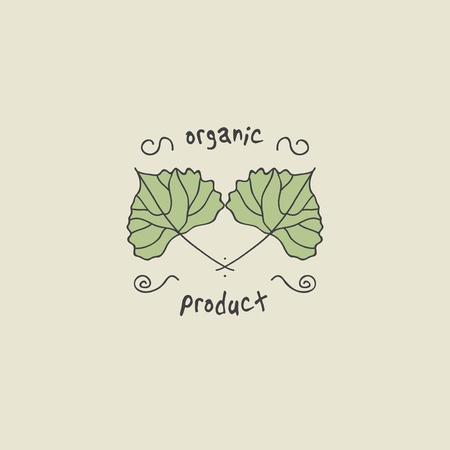 Green leaf ecology nature elements with text Organic Product, vector illustration.のイラスト素材