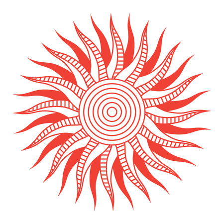 Red abstract sun symbol, vector illustrationのイラスト素材