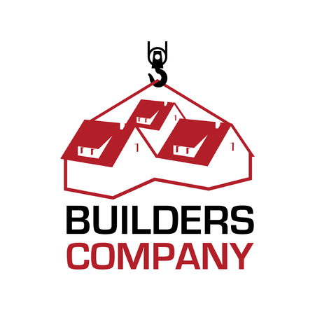 House roof logotype or sign with text Builders Company. Minimalistic logo for building or industrial company, vector illustrationのイラスト素材