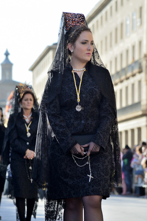 Zaragoza, Spain - April 18: Unidentified people in the Good Friday procession April 18, 2014 in the Zaragoza (Saragossa) community of Aragon, Spainのeditorial素材