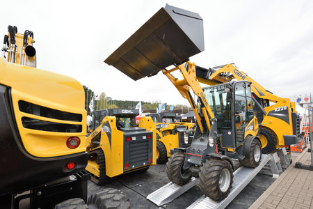 Vilnius, Lithuania - April 25: Gehl excavator and on April 25, 2018 in Vilnius Lithuania. Gehl is...