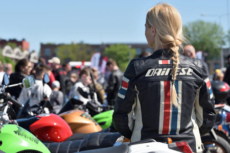 Vilnius, Lithuania - May 5: Annual gathering of bikers from the Baltic countries on May 5, 2018 in...