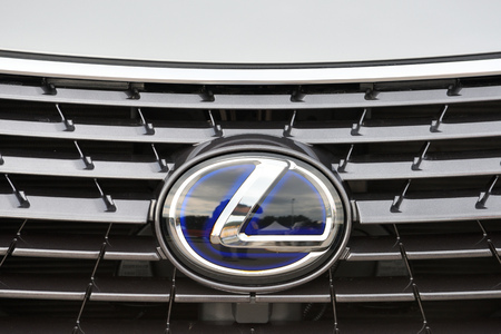 Vilnius, Lithuania - May 18: Lexus logotype on a car on May 18, 2018 in Vilnius Lithuania. Lexus is the luxury vehicle division of Japanese car maker Toyotaのeditorial素材
