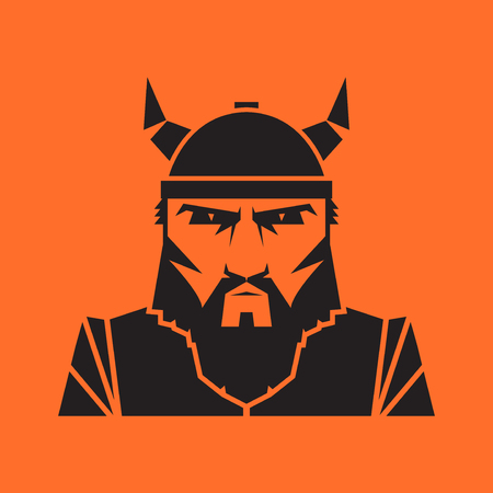 Head of Viking barbarian wearing a helmet, vector illustrationのイラスト素材