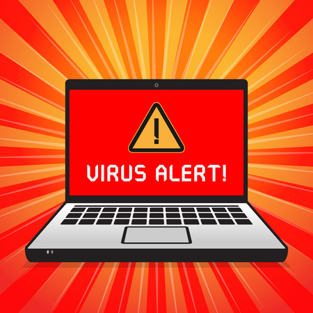 Computer virus attacking Alert, vector illustrationのイラスト素材