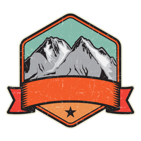 Mountain logo, stamp or symbol design template, vector illustrationのイラスト素材