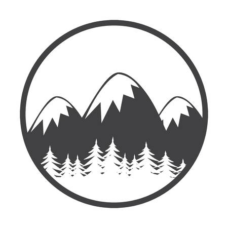 Mountain Logotype, Label, Badge and other design. Outdoor Adventure Sign or Symbol, vector illustrationのイラスト素材