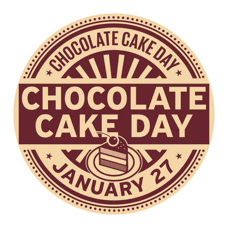 Chocolate Cake Day, January 27, rubber stamp, vector Illustrationのイラスト素材