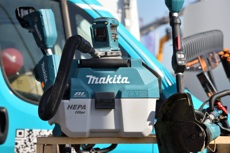 Kaunas, Lithuania - April 04: Professional electric Makita tools and logo in Kaunas on April 04,...