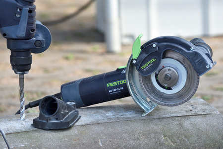 Vilnius, Lithuania - April 25: Festool power tools on April 25, 2019 in Vilnius Lithuania. Festool is a brand of power tools from Germanyのeditorial素材