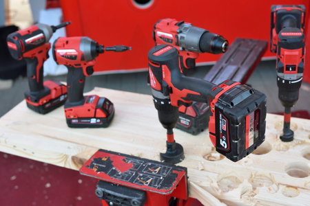 Vilnius, Lithuania - April 25: Milwaukee power tools on April 25, 2019 in Vilnius Lithuania. The...