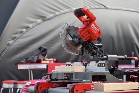 Vilnius, Lithuania - April 25: Milwaukee power tools on April 25, 2019 in Vilnius Lithuania. The Milwaukee Electric Tool Corporation produces power tools and hand toolsのeditorial素材