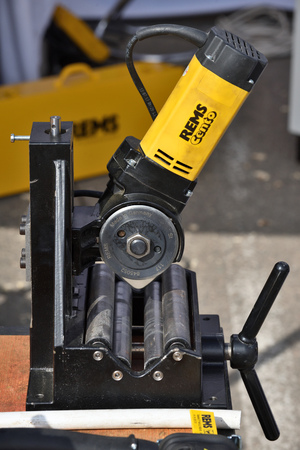 Vilnius, Lithuania - April 25: Rems power tools on April 25, 2019 in Vilnius Lithuania. Rems developing products for the pipe working, especially for sanitary and heating installersのeditorial素材