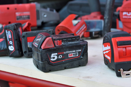 Vilnius, Lithuania - April 25: Milwaukee power tools on April 25, 2019 in Vilnius Lithuania. The...
