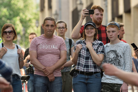 Vilnius, Lithuania - May 18: Unidentified people in Vilnius Old Town on May 18, 2019 in Vilnius...