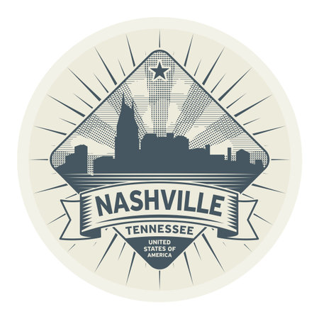 Stamp or label with name of Nashville, Tennessee, vector illustrationのイラスト素材