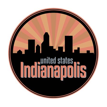 Badge, label or stamp with Indianapolis skyline, vector illustrationのイラスト素材