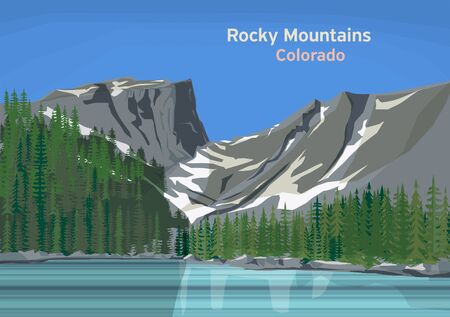 The Rocky Mountains, mountain range located in western North America, United States, vector illustrationのイラスト素材