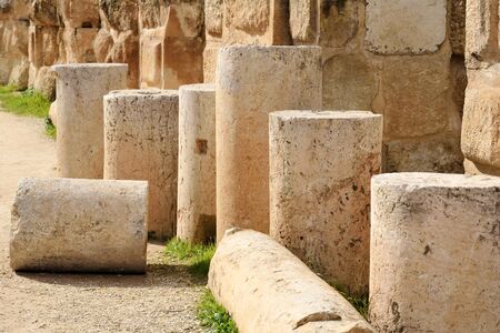 Columns of ruined Greco-Roman city of Gerasa in Jerash, Jordanの写真素材