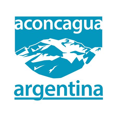 Aconcagua, mountain in the Andes mountain range, in Mendoza Province, Argentina - climbing, trekking, hiking, mountaineering and other extreme activities template, vectorのイラスト素材