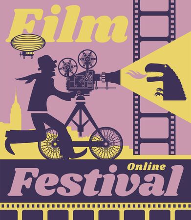 Abstract Online Film Festival poster, vector illustrationのイラスト素材