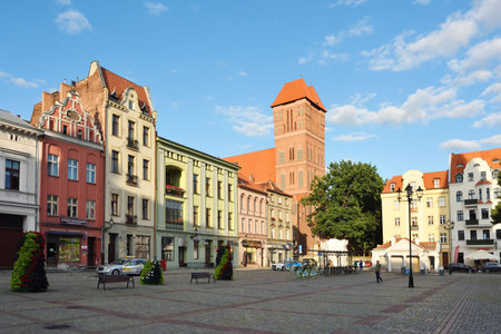 Torun, July 13: Street of Old Town on July 13, 2020 at Torun, Poland. Torun is a historical city on...