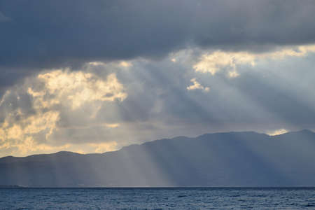 Sunset at Mediterranean sea, Crete island, Greece.の写真素材