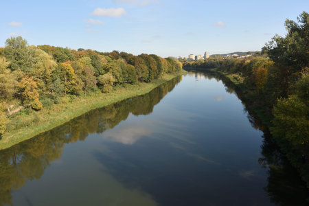 Neris river at autumn. Neris river is main river at Vilnius, capital of Lithuania