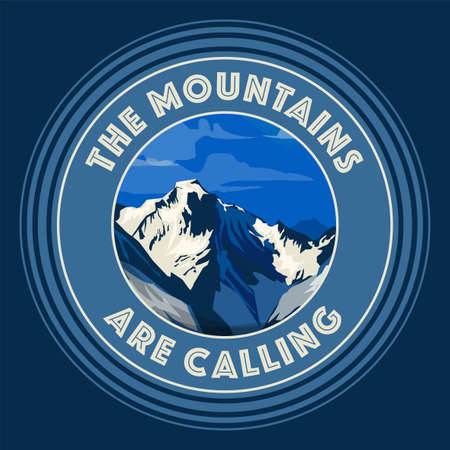 The Mountains Are Calling. Landscape of Alps Mountains, vector illustrationのイラスト素材