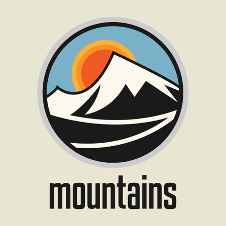 Mountain. Outdoor adventure badge sign or symbol. Graphic design element. Vector illustrationのイラスト素材
