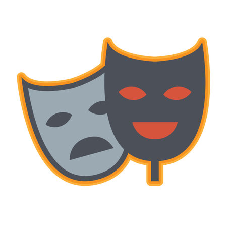 Theater mask icon or sign, abstract vector illustrationのイラスト素材