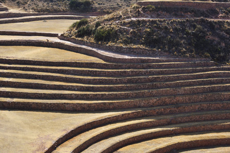 Unique Inca circular terraces at Moray in Peru, South Americaの写真素材