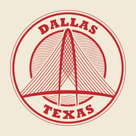 Stamp or label with words Dallas, Texas inside, vector illustrationのイラスト素材