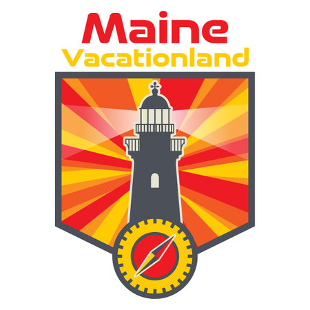 Emblem or label of Maine, Vacationland, vector illustrationのイラスト素材