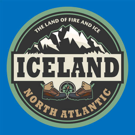 Abstract stamp or emblem with the name of Iceland, North Atlantic, vector illustrationのイラスト素材