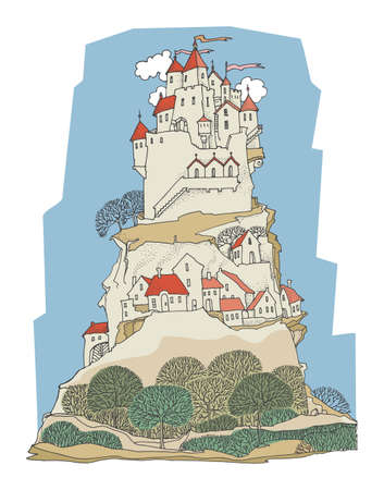 Cartoon castle, Royal castleのイラスト素材