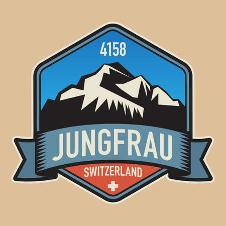 Abstract stamp or emblem with the name of Jungfrau, Switzerland, vector illustrationのイラスト素材
