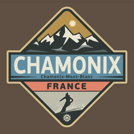 Abstract stamp or emblem with the name of Chamonix, France, vector illustrationのイラスト素材
