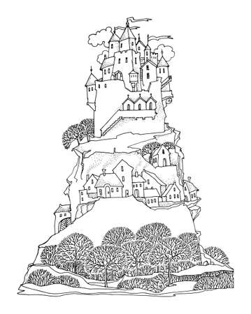 Cartoon castle, Royal castleのイラスト素材