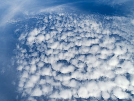 blue sky and white clouds wide angle view 