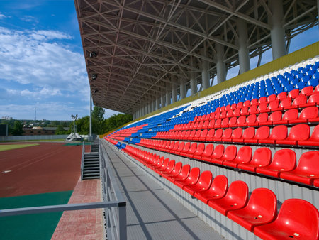 summer view of stadium with nobody