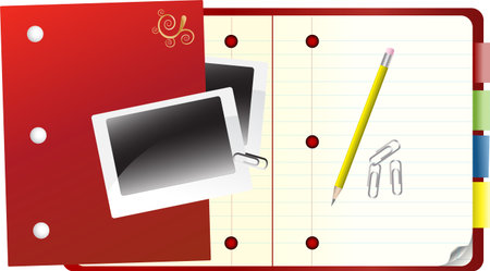 paper notebook, pen and other office stuffのイラスト素材