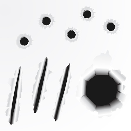 set of paper holes and slashes vector のイラスト素材